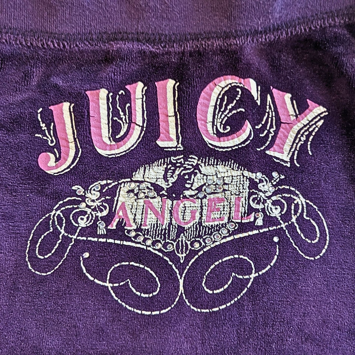 Vintage Y2K JUICY COUTURE 3-pc Sparkly Purple Angel Velour Matching Set Size M/L