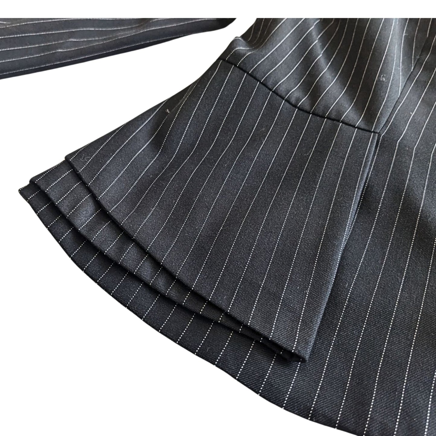 Anthropologie GREYLIN Office Siren Black Pinstriped Peplum Blazer Size M