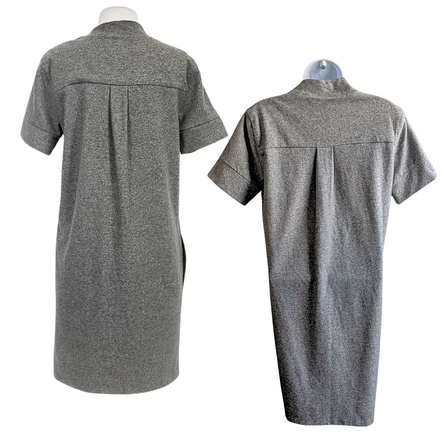 Vintage Y2K MARC JACOBS Wool-Nylon Gray Neck Tie Short Sleeve Shift Dress Size 2