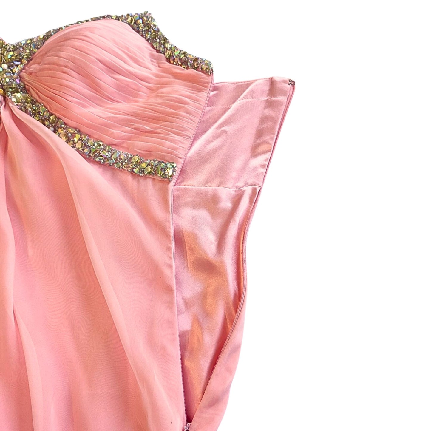 NWT COLORS DRESS Pink Embellished Strapless Sweetheart Chiffon Gown 0684 Size 16