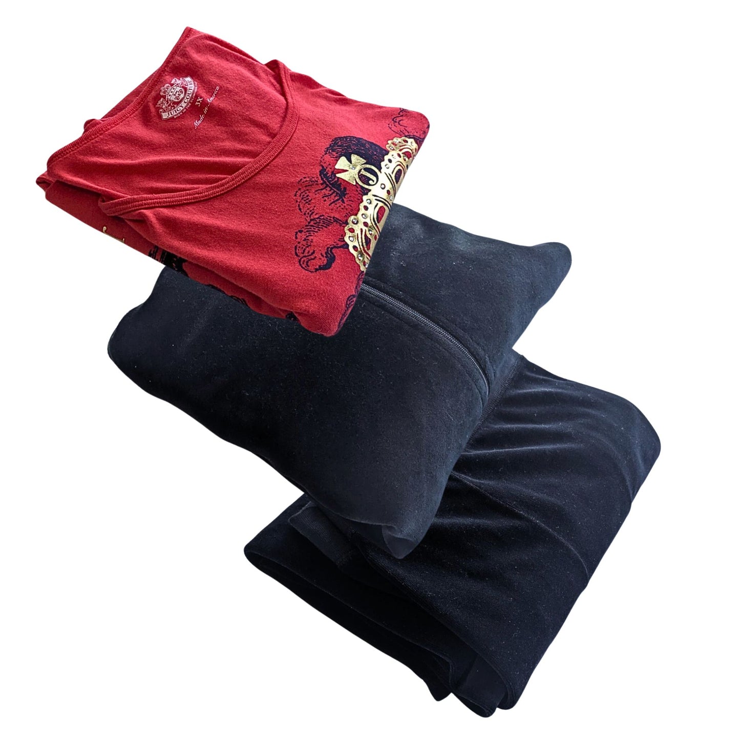 Vintage Y2K JUICY COUTURE 3-pc Black & Gold McBling Velour Matching Set Sz 2X/3X