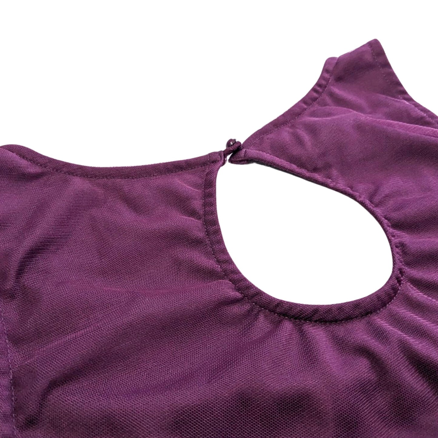 Vintage Y2K ANGIE Geometric Embellished Plum Sheath Scallop Hem Mini Dress Sz L