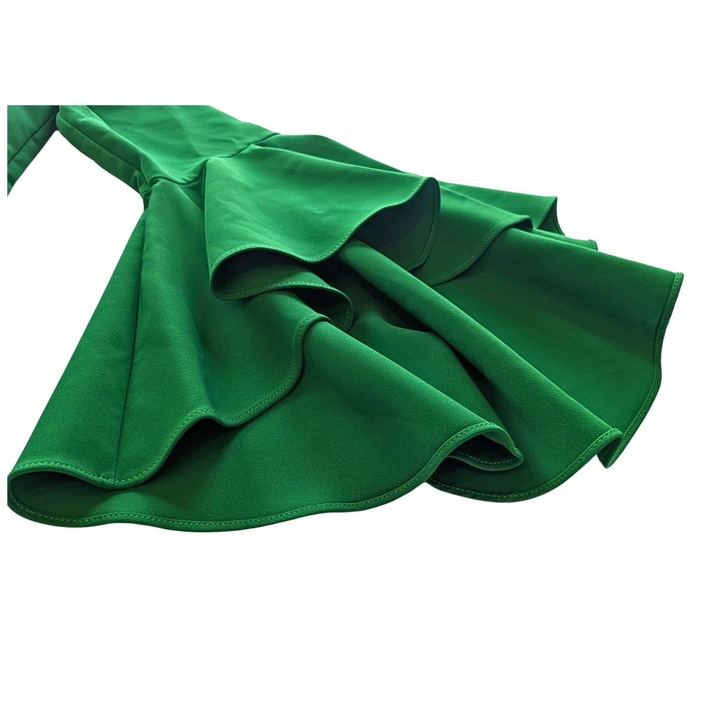 Viral MILLY Selena in Rare Kelly Green Off Shoulder Bell Sleeve Slit Dress Sz 10
