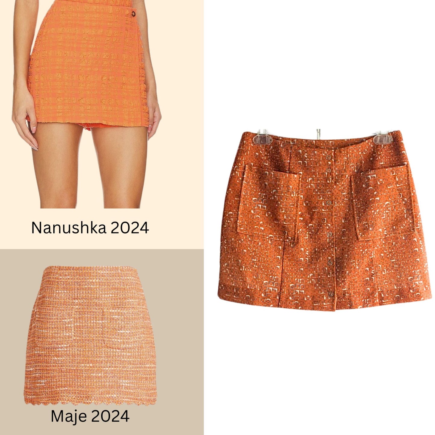 Vintage 90s/Y2K FLAUNT IT Orange Geometric Retro Throwback Mini Skirt Size S/M