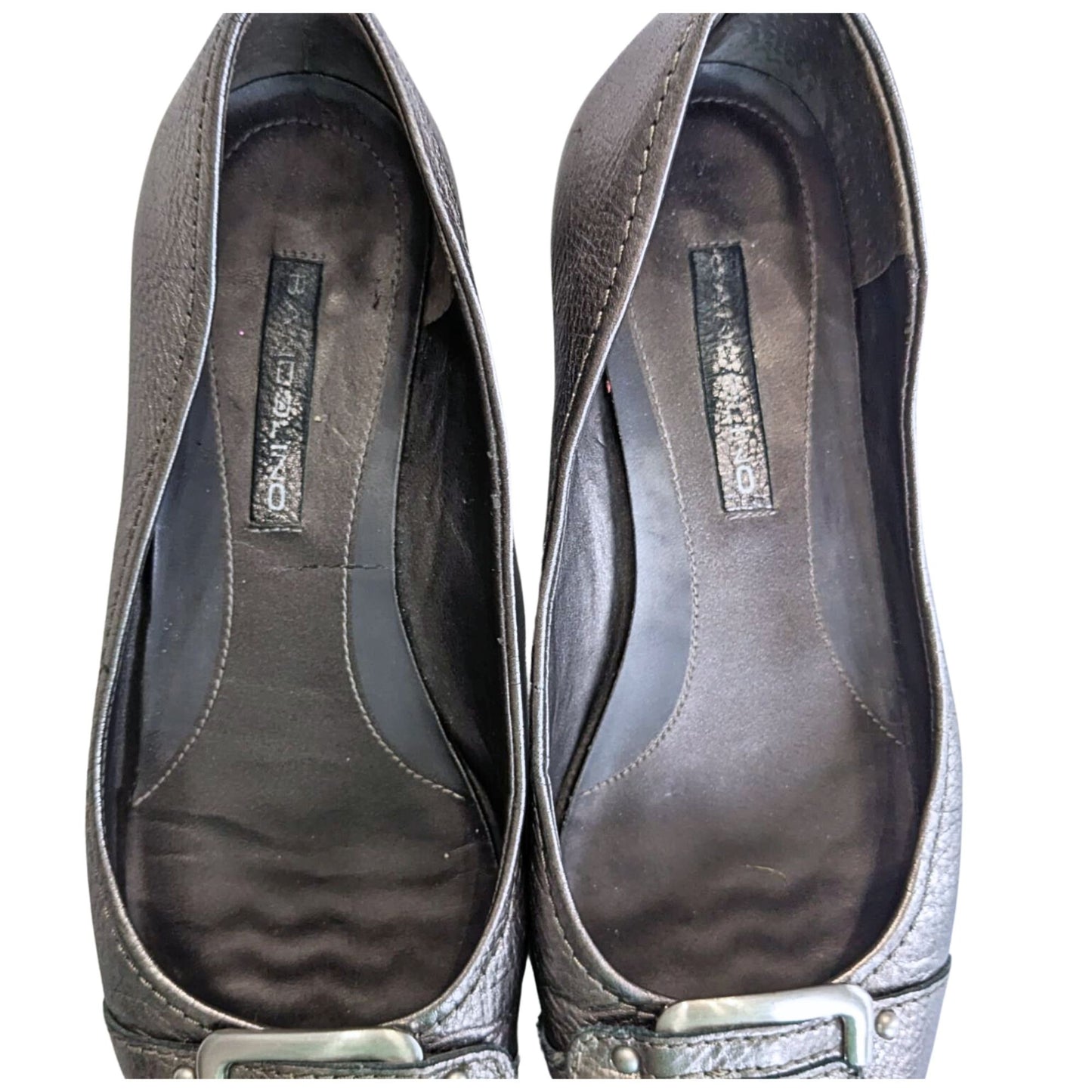Vintage Y2K BANDOLINO Burnished Silver Ballet Flats w/ Buckle Size 6