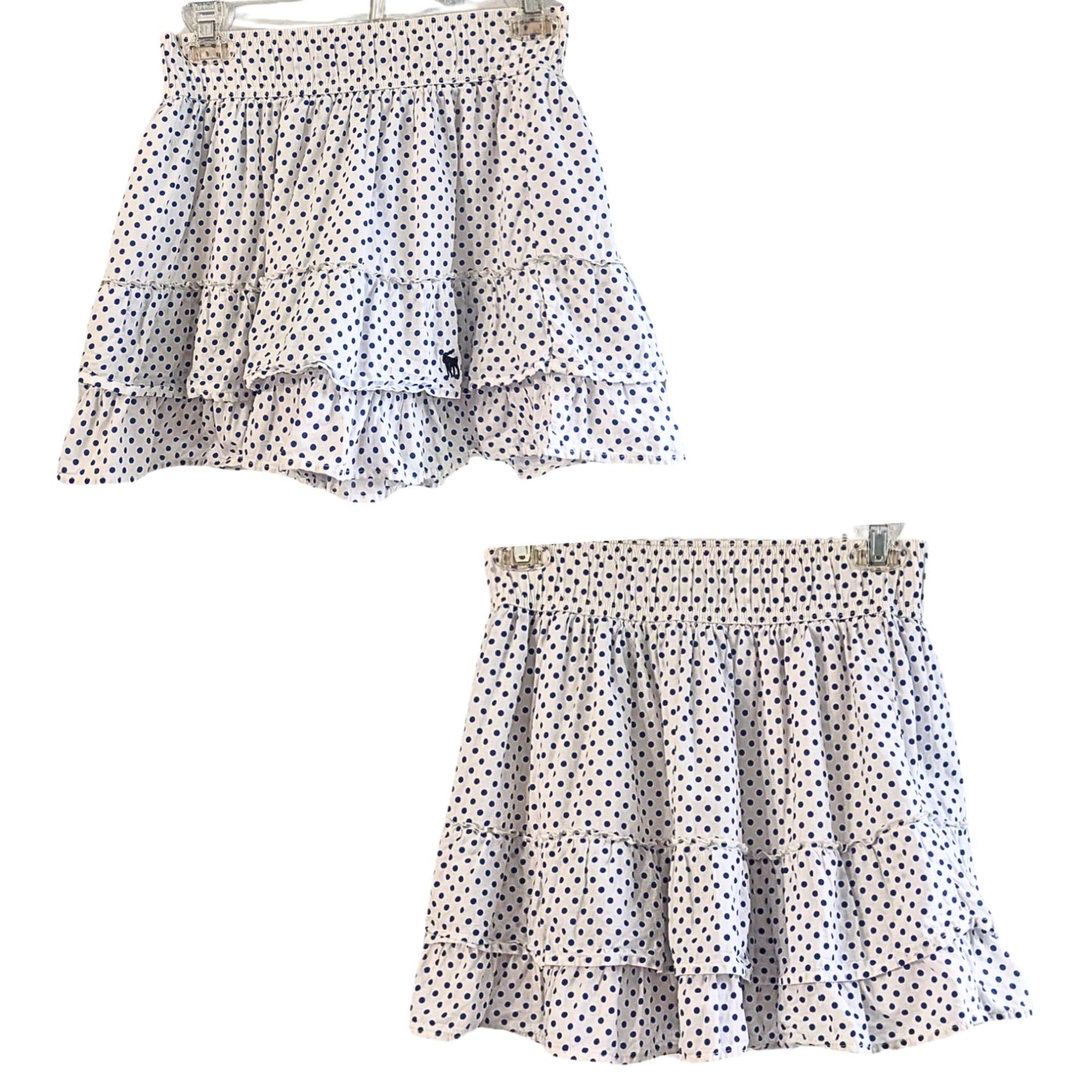 Vtg Y2K ABERCROMBIE & FITCH Cotton White Polka Dot Ruffle Tier Mini Skirt SzM