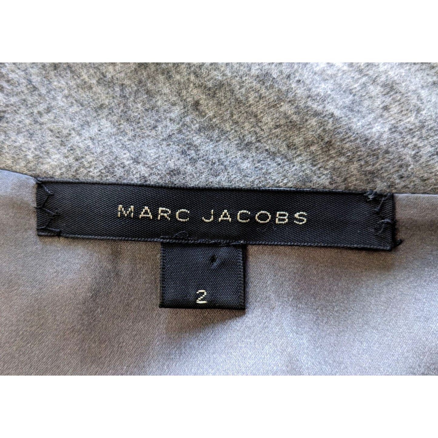 Vintage Y2K MARC JACOBS Wool-Nylon Gray Neck Tie Short Sleeve Shift Dress Size 2
