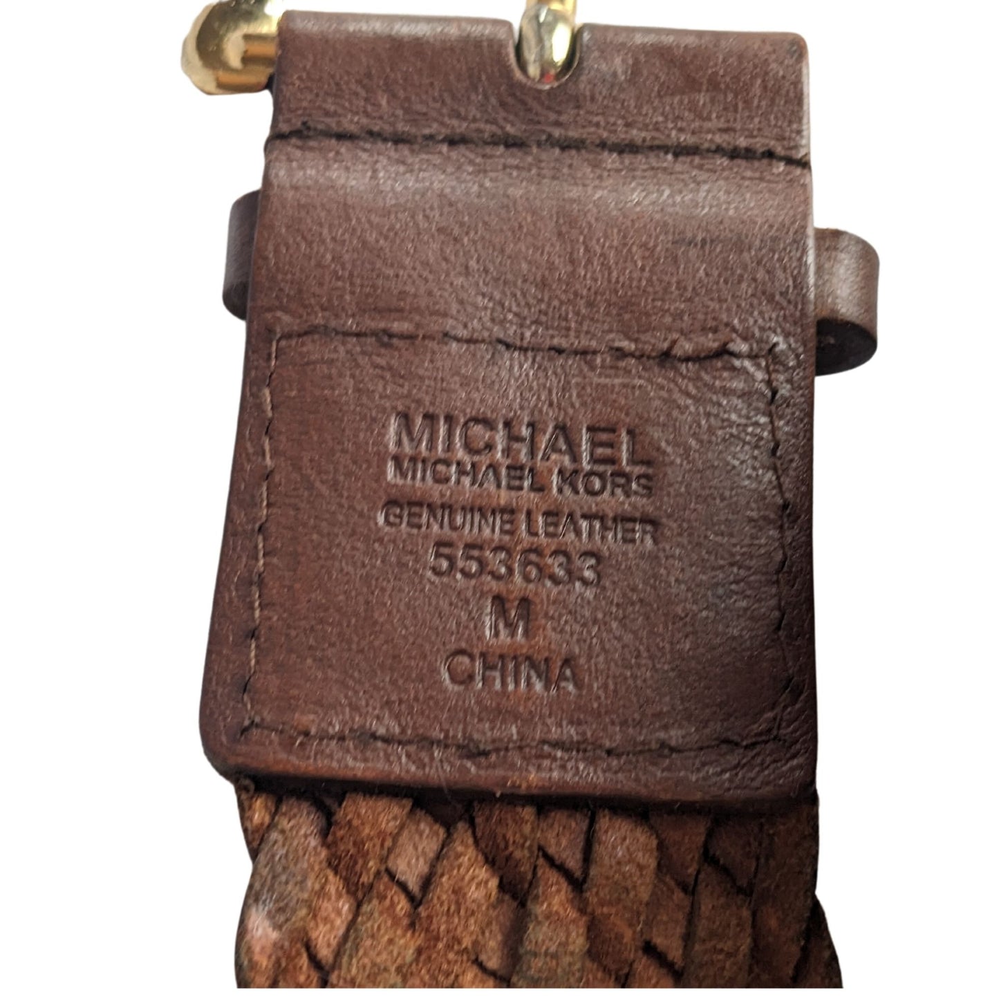Vintage Y2K MICHAEL KORS Brown Woven Belt Gold Buckle