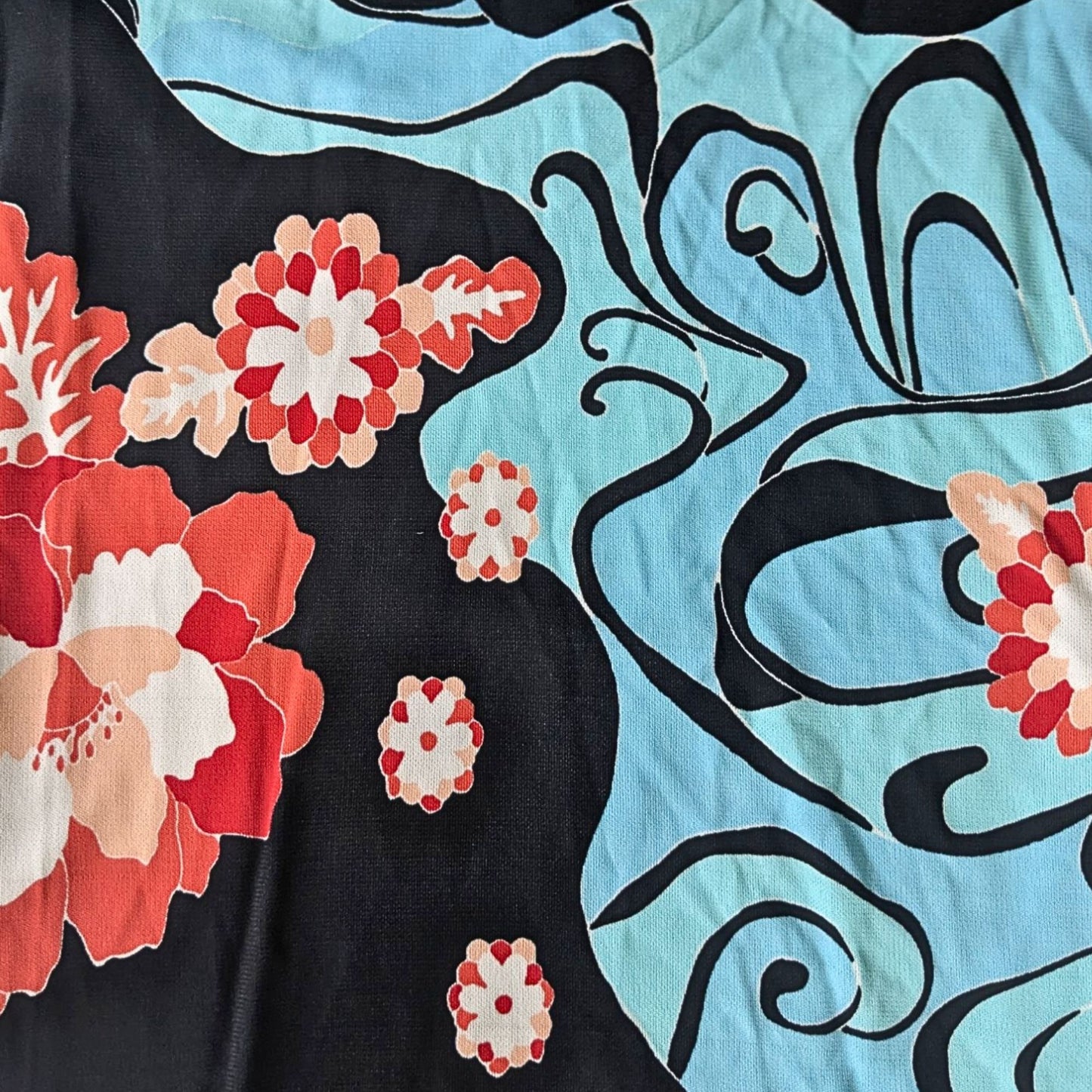 NWT Vintage Y2K GUESS Aqua Floral Cowl Bodycon Midi Dress Size S