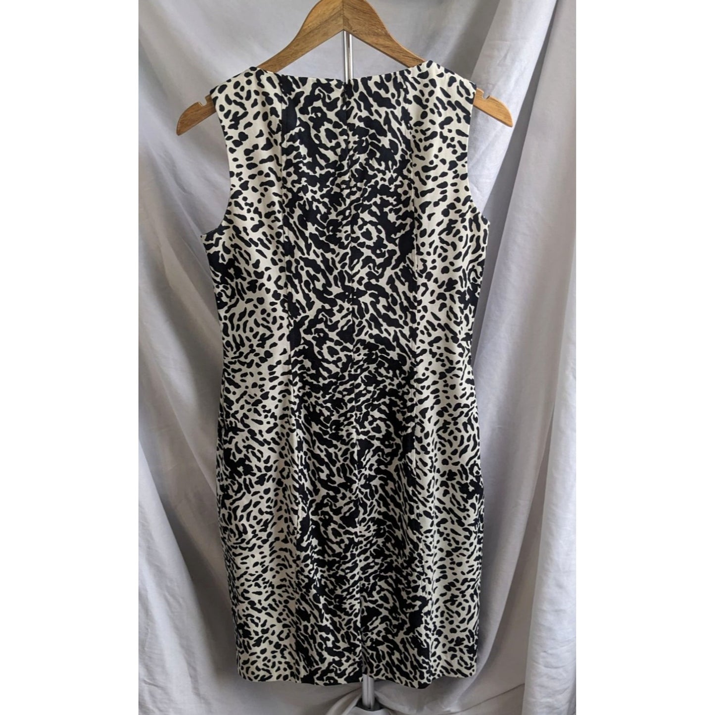 TALBOTS PETITES Cruella DeVil Dalmation Leopard Print Dress Black White Size 4P