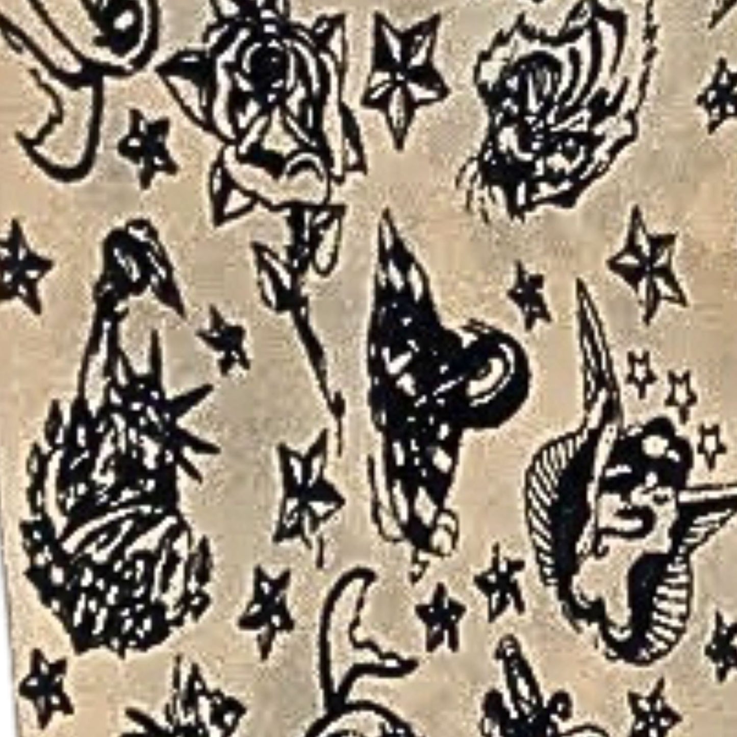 Rare NWOT Vintage Y2K BETSEY JOHNSON Tattoo Print Footed Tights S/M
