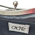 Vintage Y2K CACHE Assymetrical Curved Black Satin Kiss Lock Snake Chain Clutch
