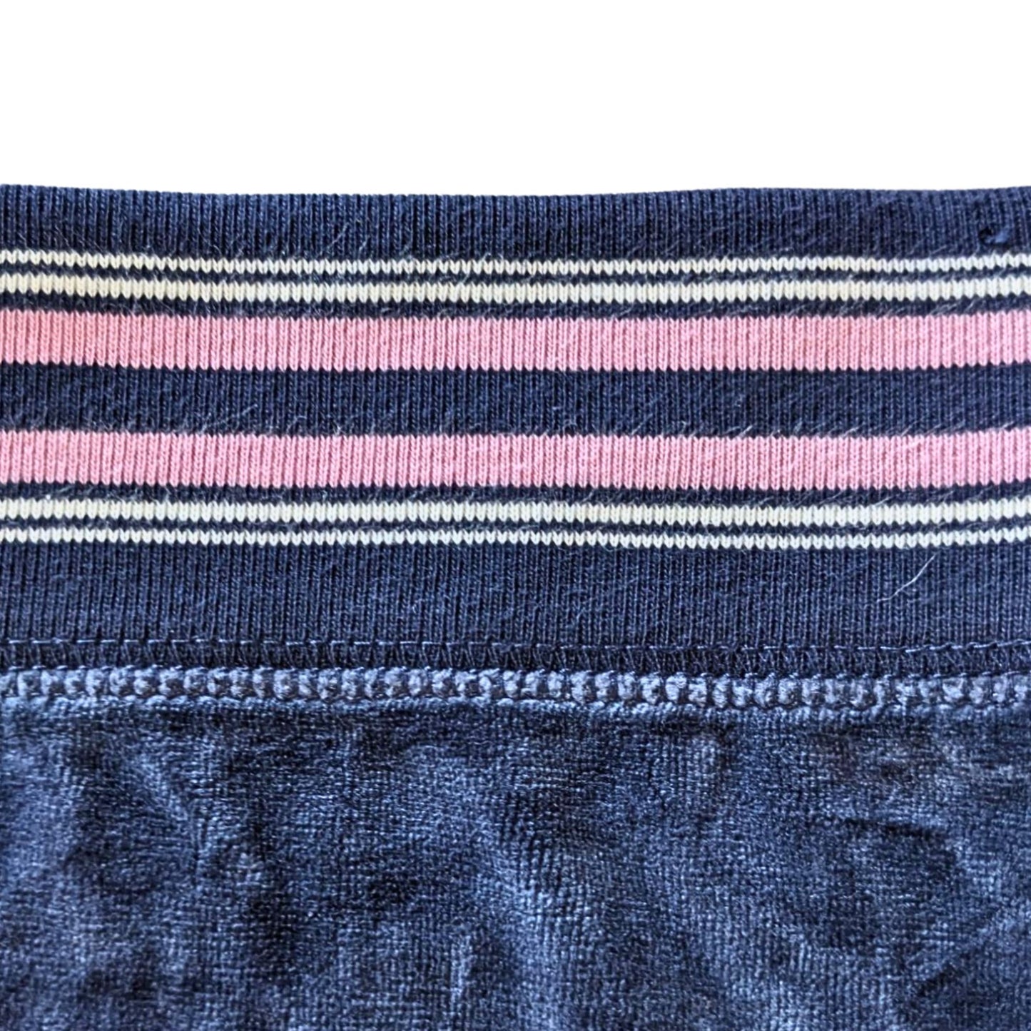 Vintage Y2K GAP Navy Blue Pink Stretch Velour Wide Band 2003 Track Pants Size S