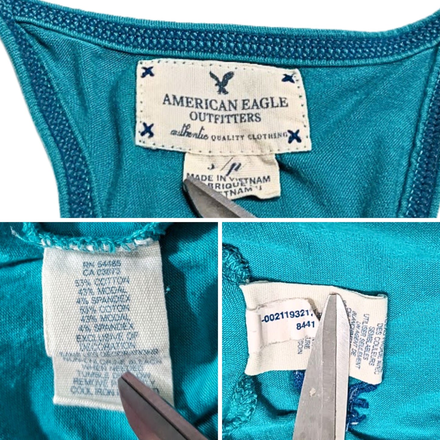 Vintage Y2K AMERICAN EAGLE Cerulean Blue Racerback Tank top Size S