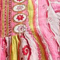 ALICIA BELL Pink Gold Silk-Cotton Short Sleeve Boho Peasant Top Sz L