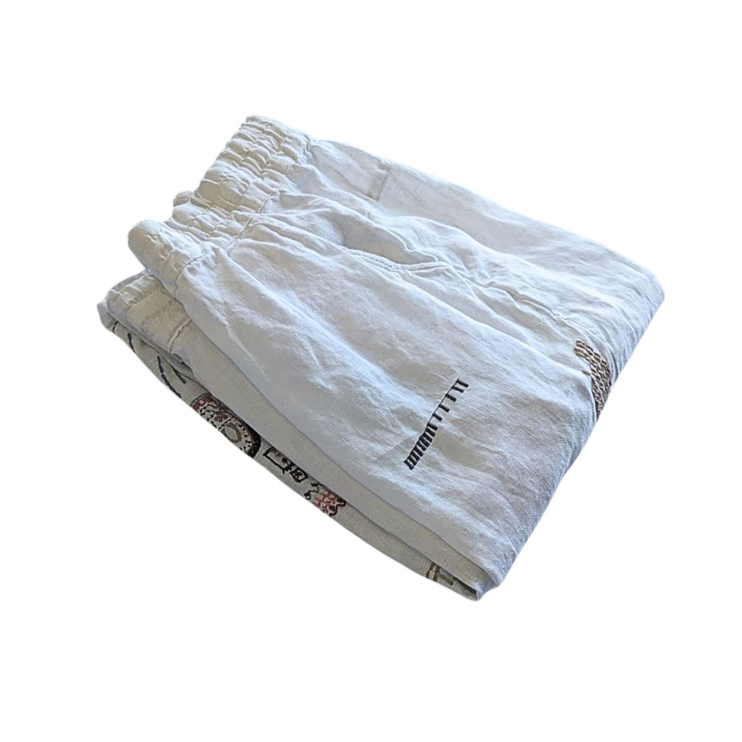 JOHNNY WAS Pete & Greta 100% Linen Elettra Embroidered White Pants Size XL