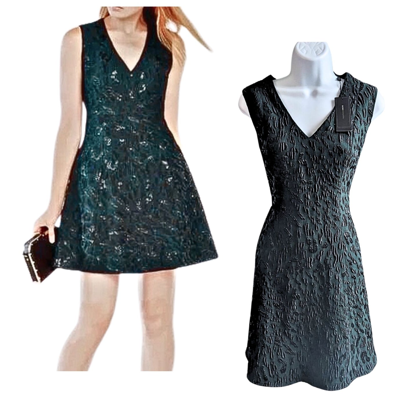 NWT BCBGMAXAZRIA Evergreen Hannelli Textured Crepe Leopard Mini Dress Size 6