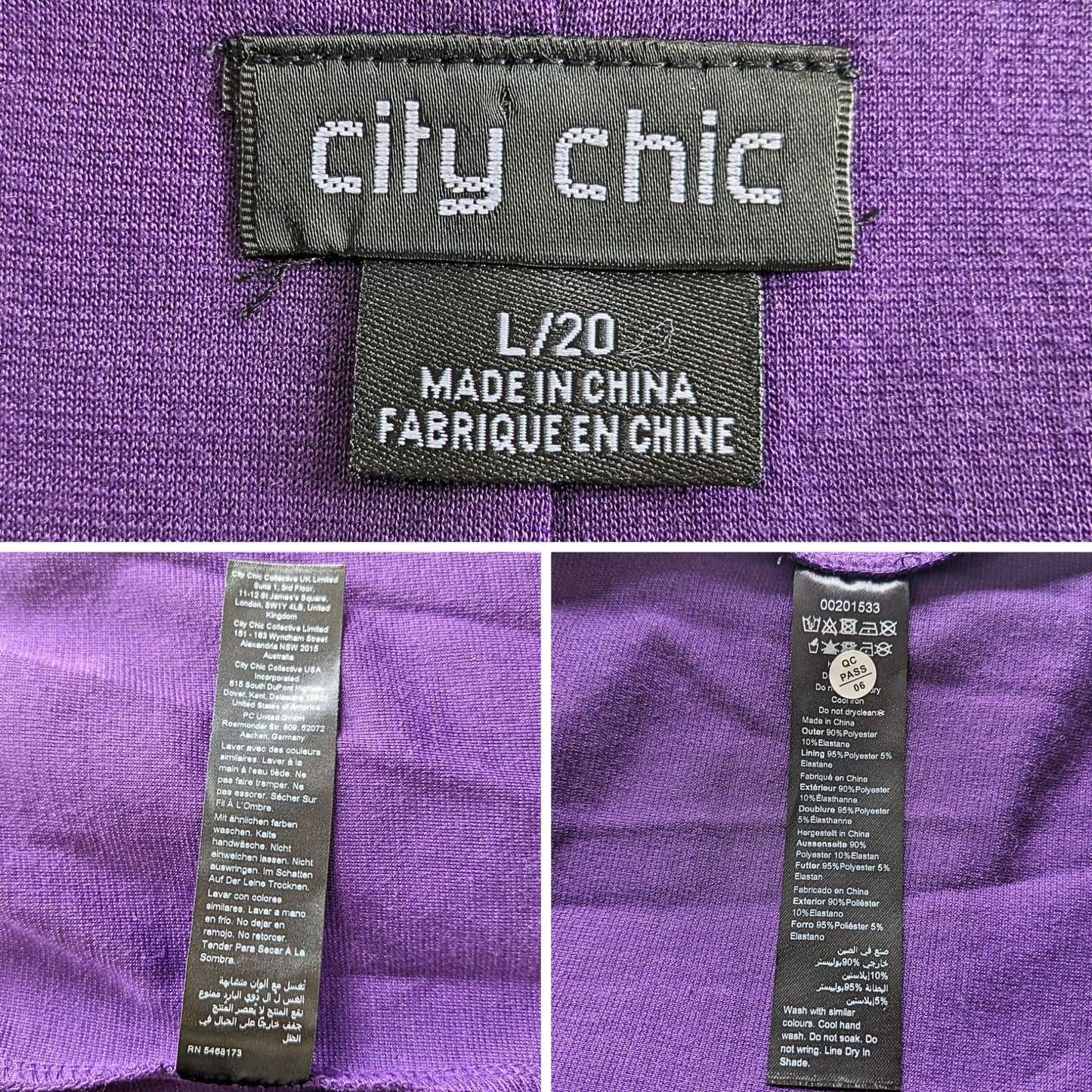 CITY CHIC Violet Razzle Sequin Faux Wrap Mini Dress Size L/20