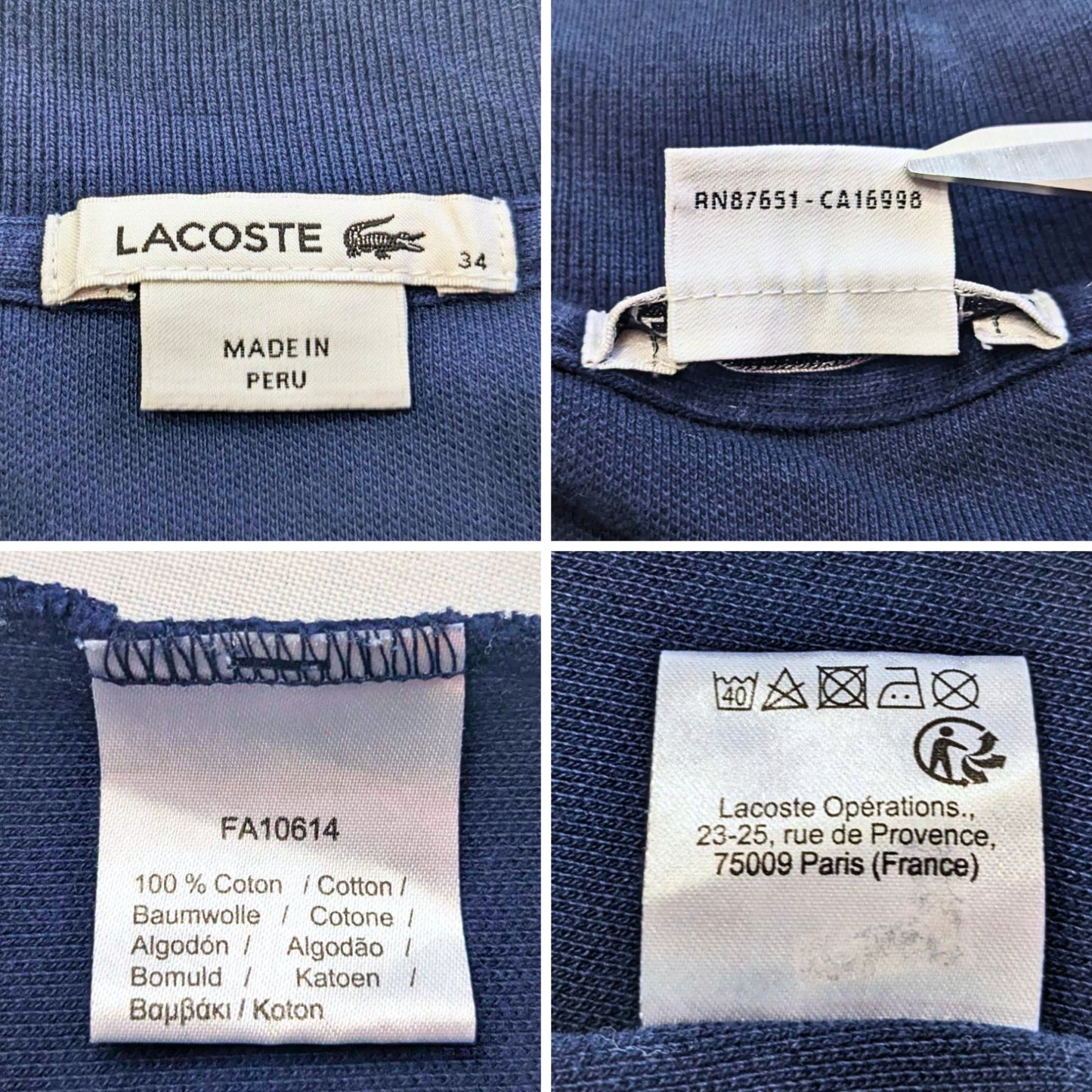 NWOT LACOSTE Navy 100% Cotton Micro Piqué Sleeveless Polo Mini Dress Size 34/S
