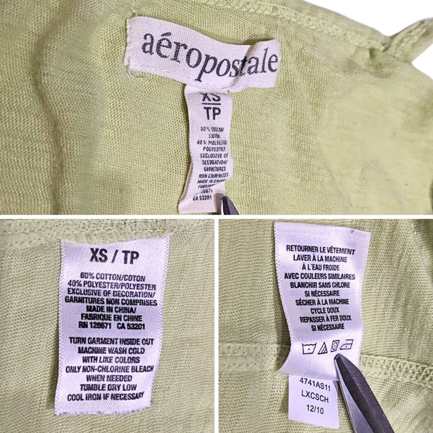 Vintage Y2K AEROPOSTALE Lime Green Lingerie Tank Size XS