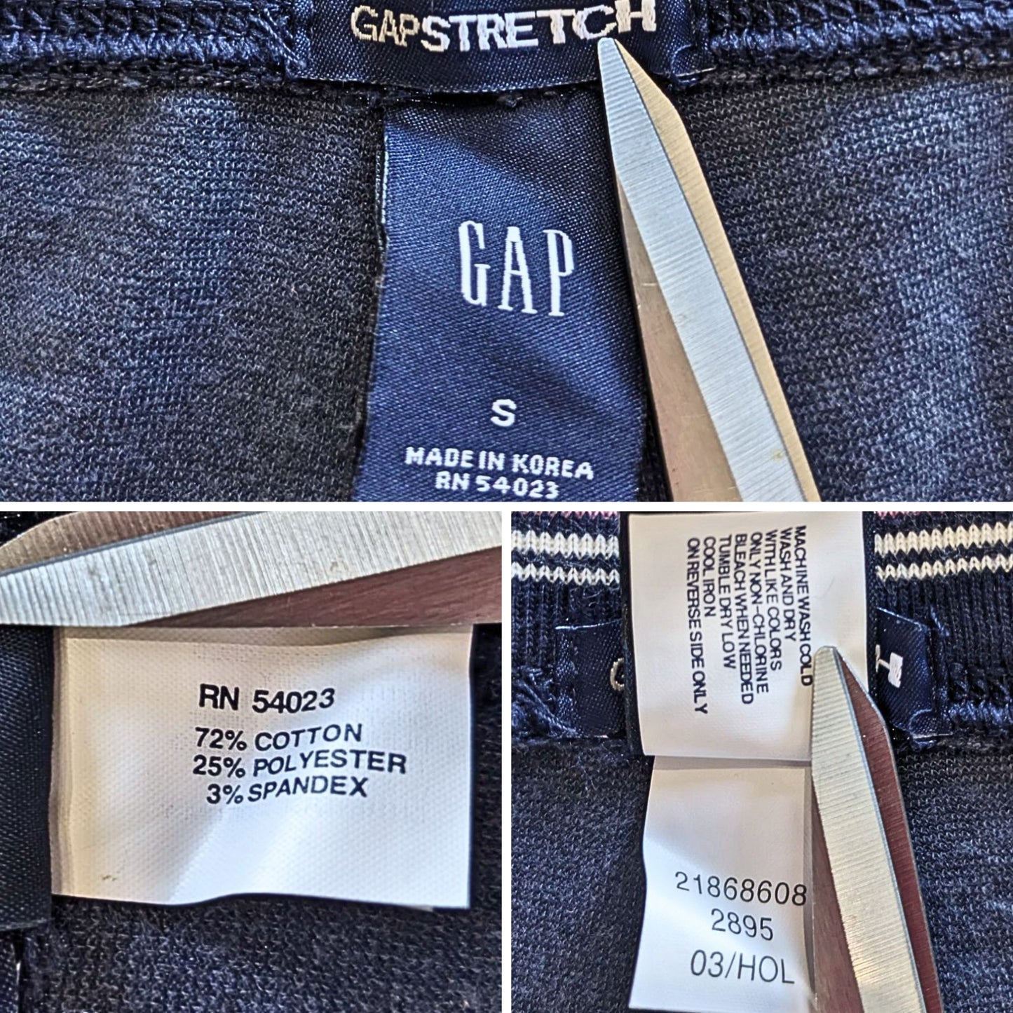 Vintage Y2K GAP Navy Blue Pink Stretch Velour Wide Band 2003 Track Pants Size S