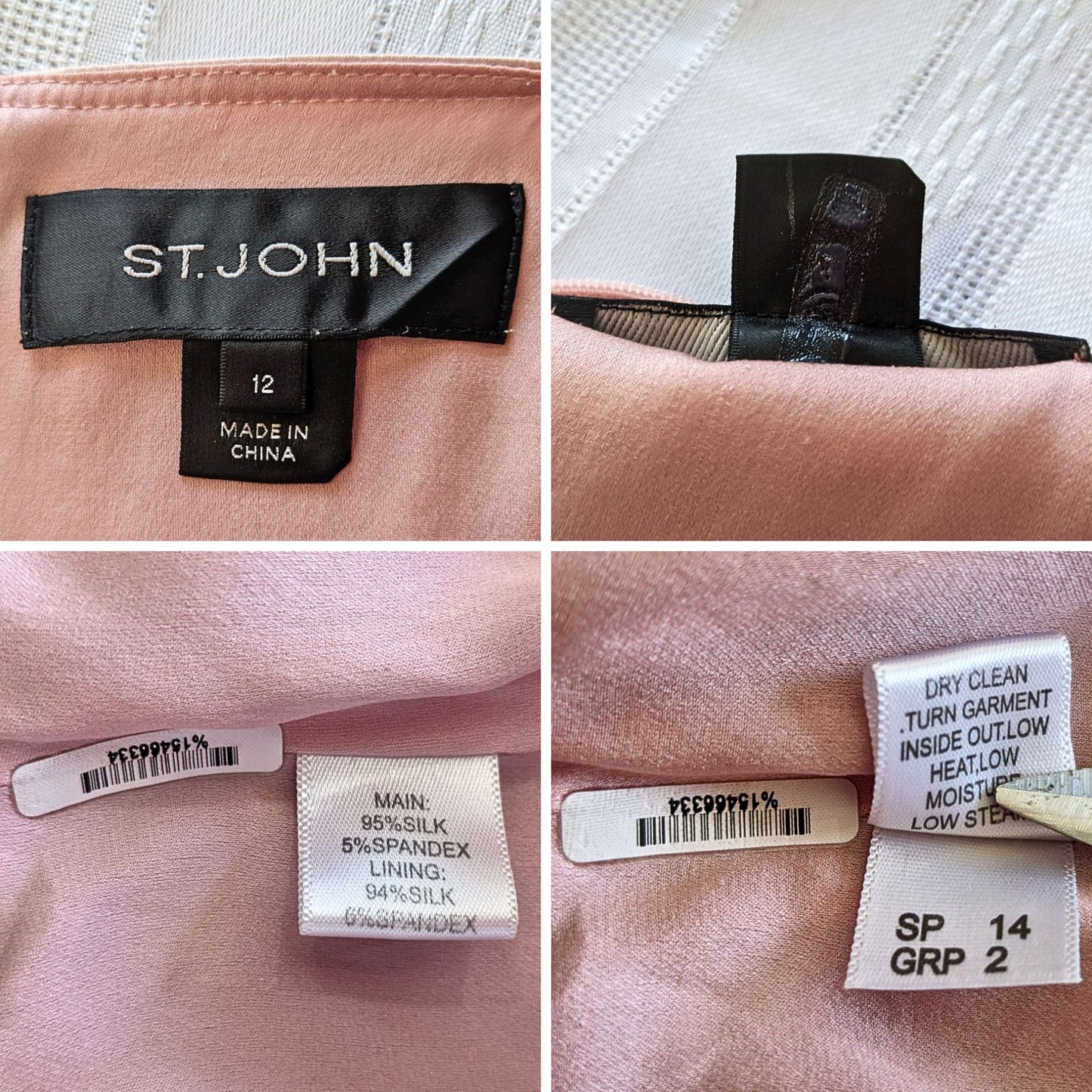 2014 ST. JOHN Watercolor Stripe Silk-Printed Shift Dress w/ Auth. Sticker Sz 12