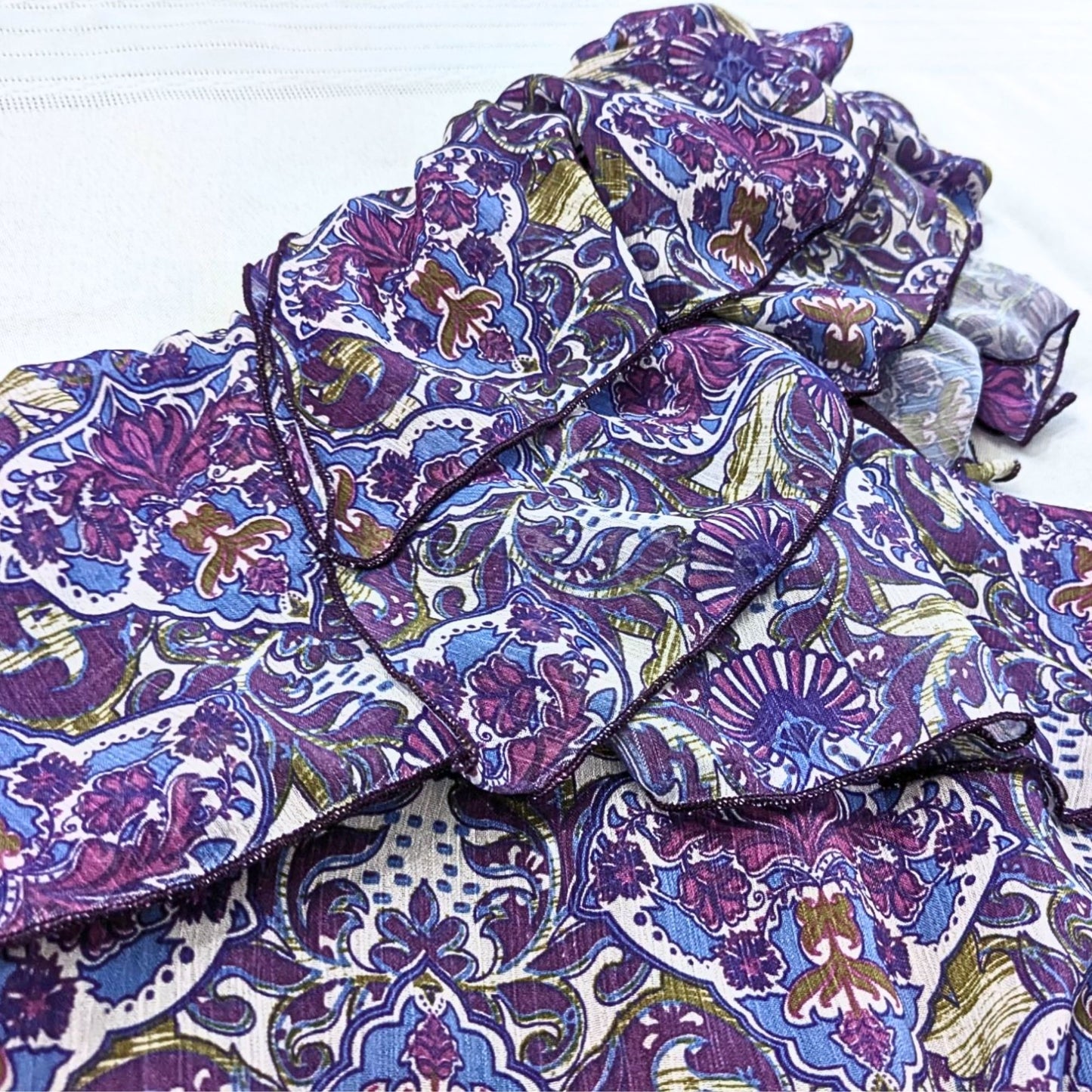 Vtg Y2K EYELASH COUTURE 1Shoulder Purple Paisley Lined Blouson Mini Dress Sz XL