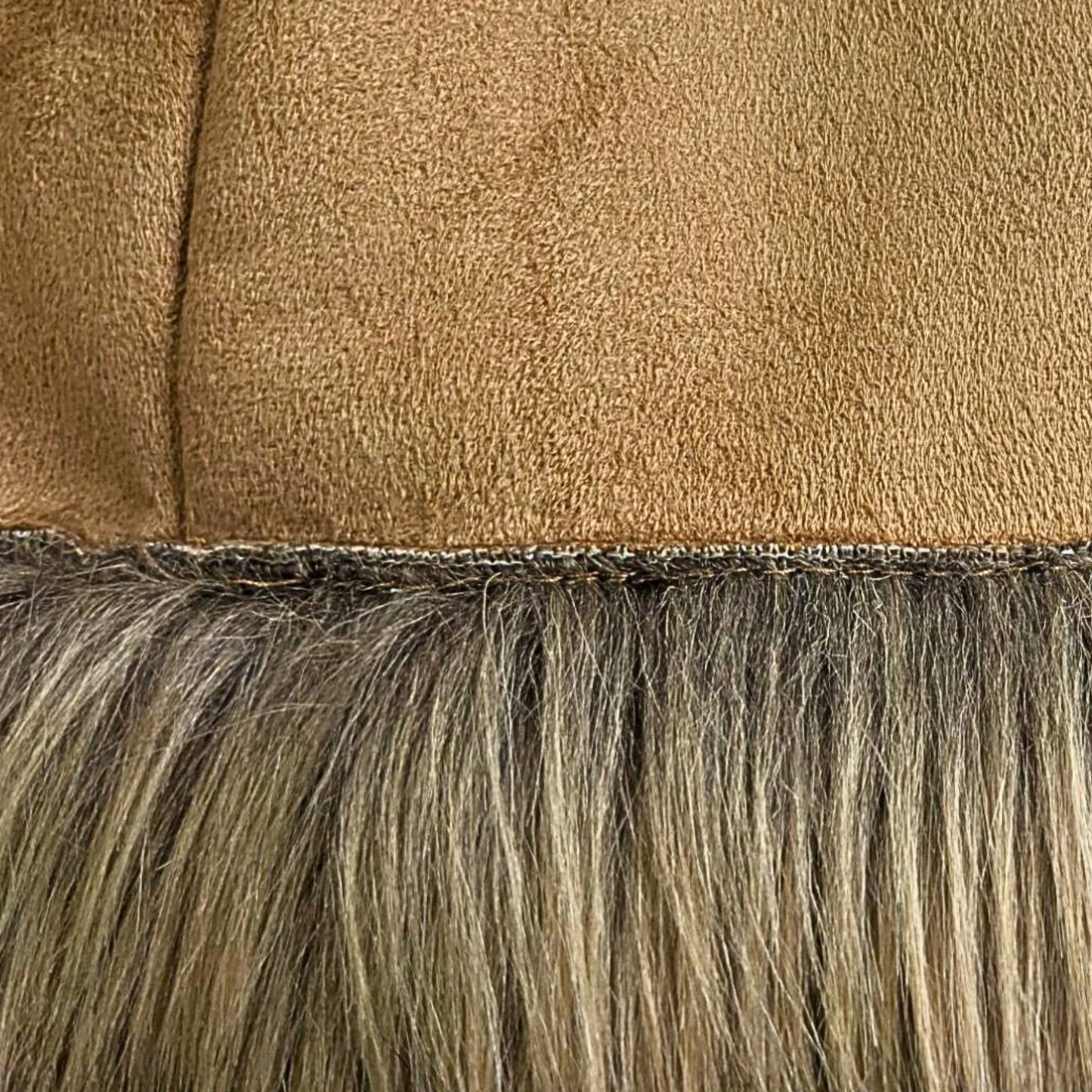 Vintage Y2K BEBE Camel Penny Lane Faux Fur & Vegan Suede 3/4 Coat Size S