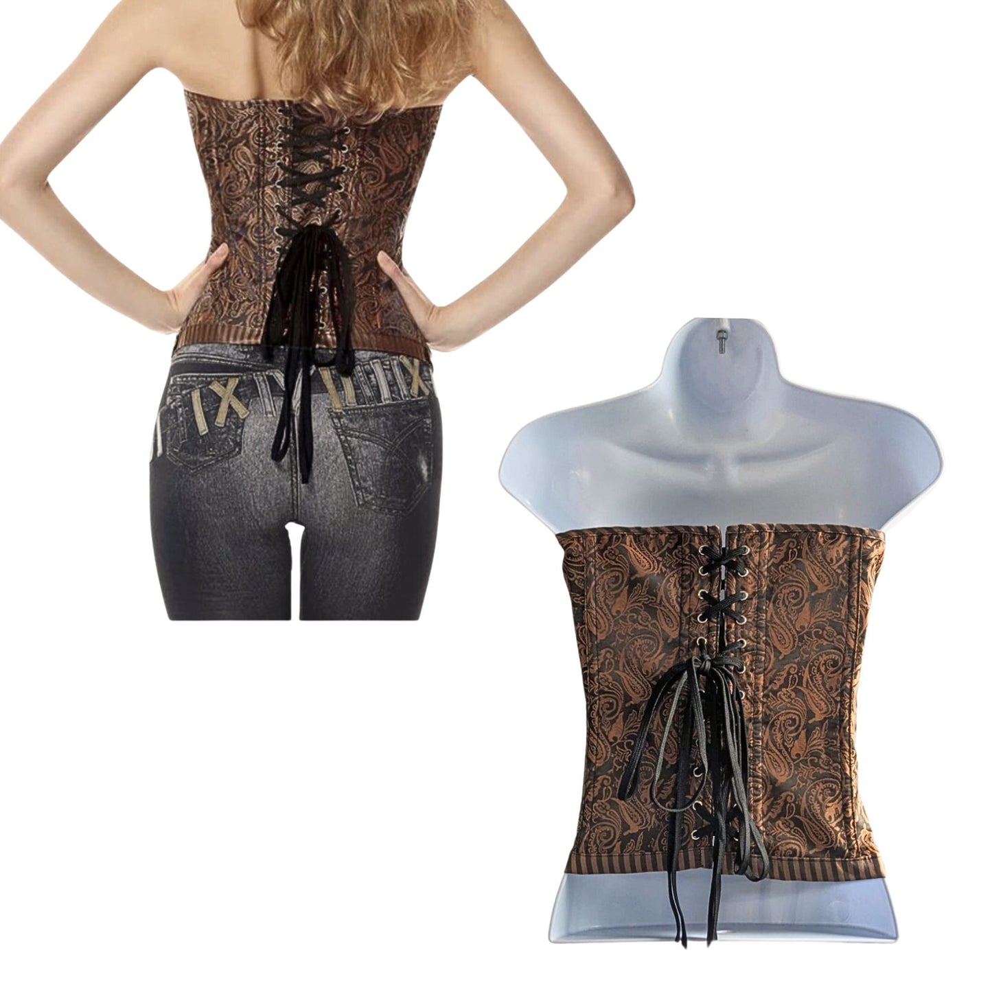 CHARMIAN COLLECTIONS Brown Steampunk Victorian Masquerade Costume Corset Size 2X