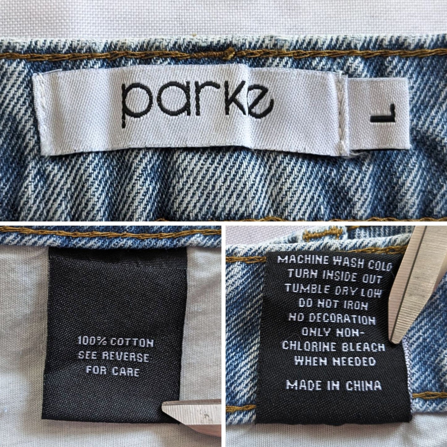 NWT PARKE Button Down Medium-Light Wash Midi Maxi Denim Skirt Size L