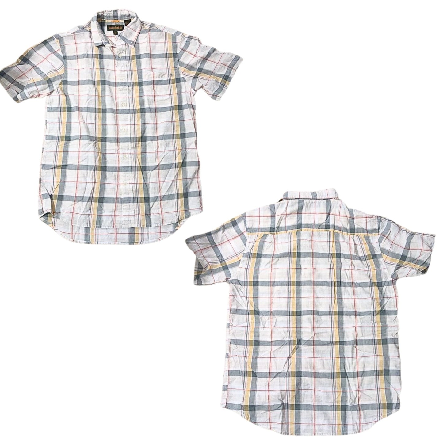 Vintage Y2K TIMBERLAND Madras Plaid 100% Cotton SS Button Up Shirt Mens Size M