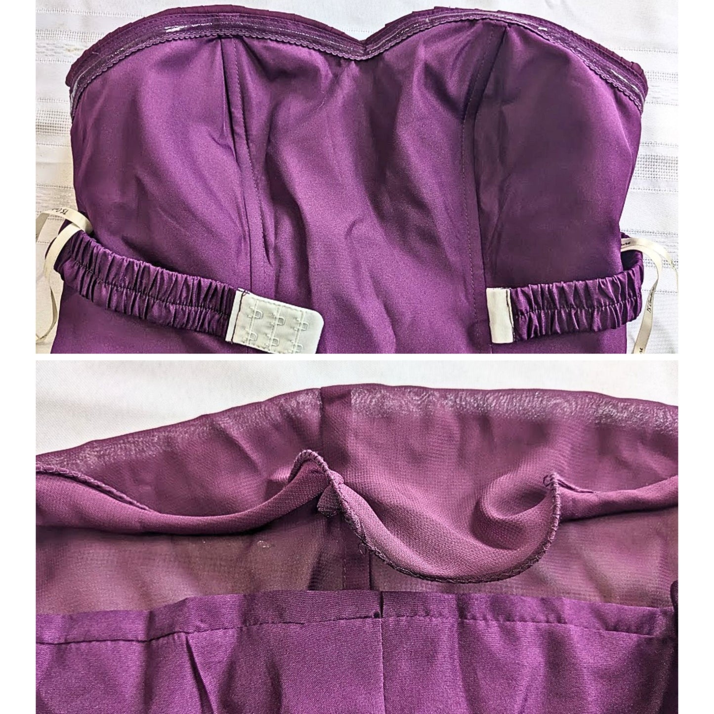 NWT TS COUTURE Strapless Grape Pleated Chiffon Fairy Ruffle Tea Prom Dress Sz 8