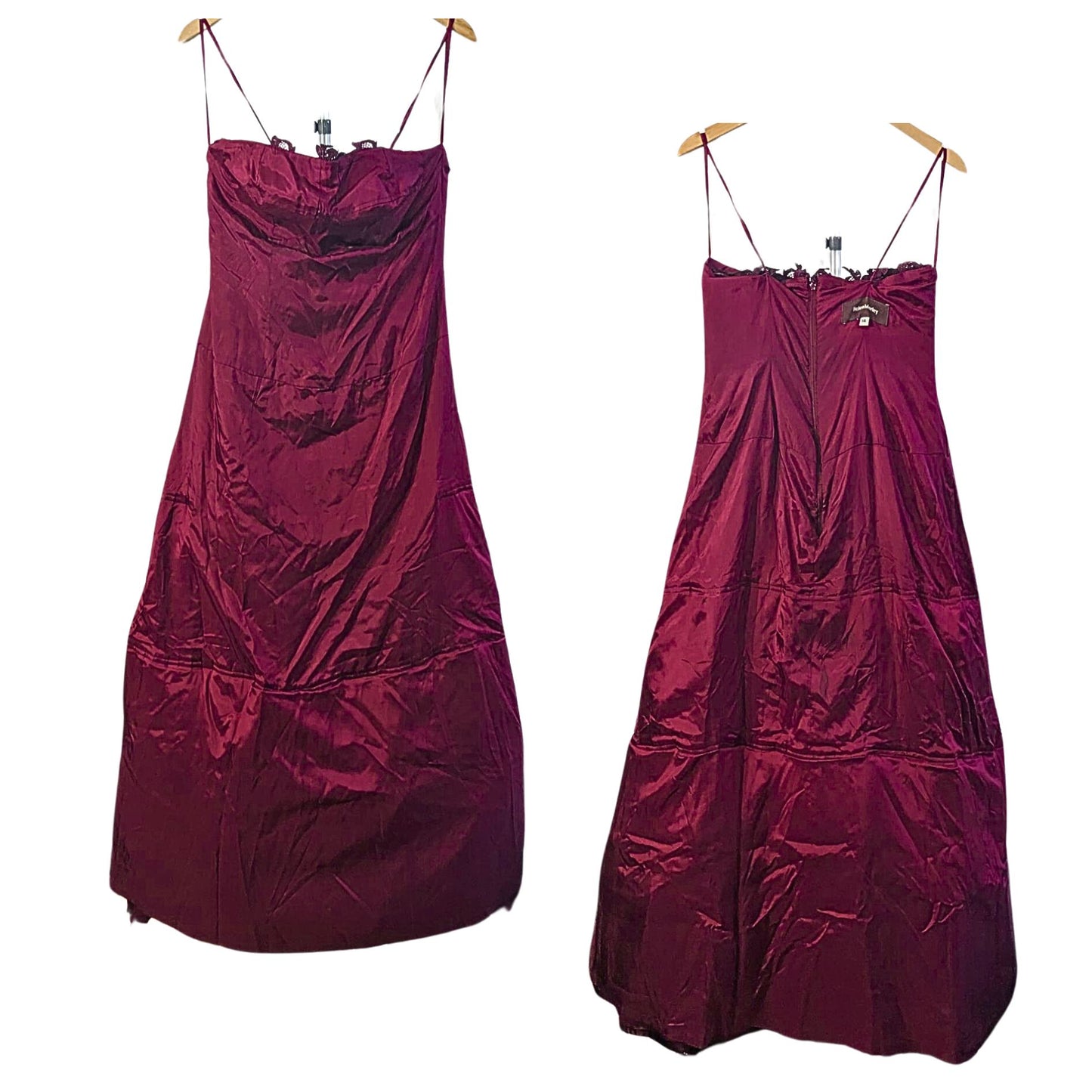 Vtg 2000 HELEN MORLEY Bordeaux Silk Blend Strapless Gown + Shawl Size 14