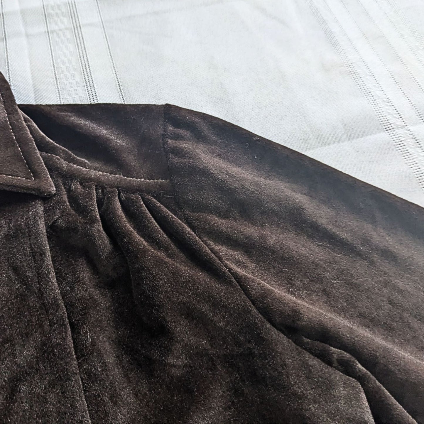 Vintage 70s JONATHAN LOGAN by Mel Ross Brown Stretch Velour Midi Dress Size S/M