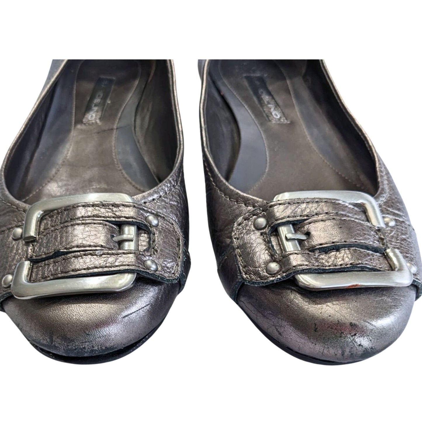 Vintage Y2K BANDOLINO Burnished Silver Ballet Flats w/ Buckle Size 6