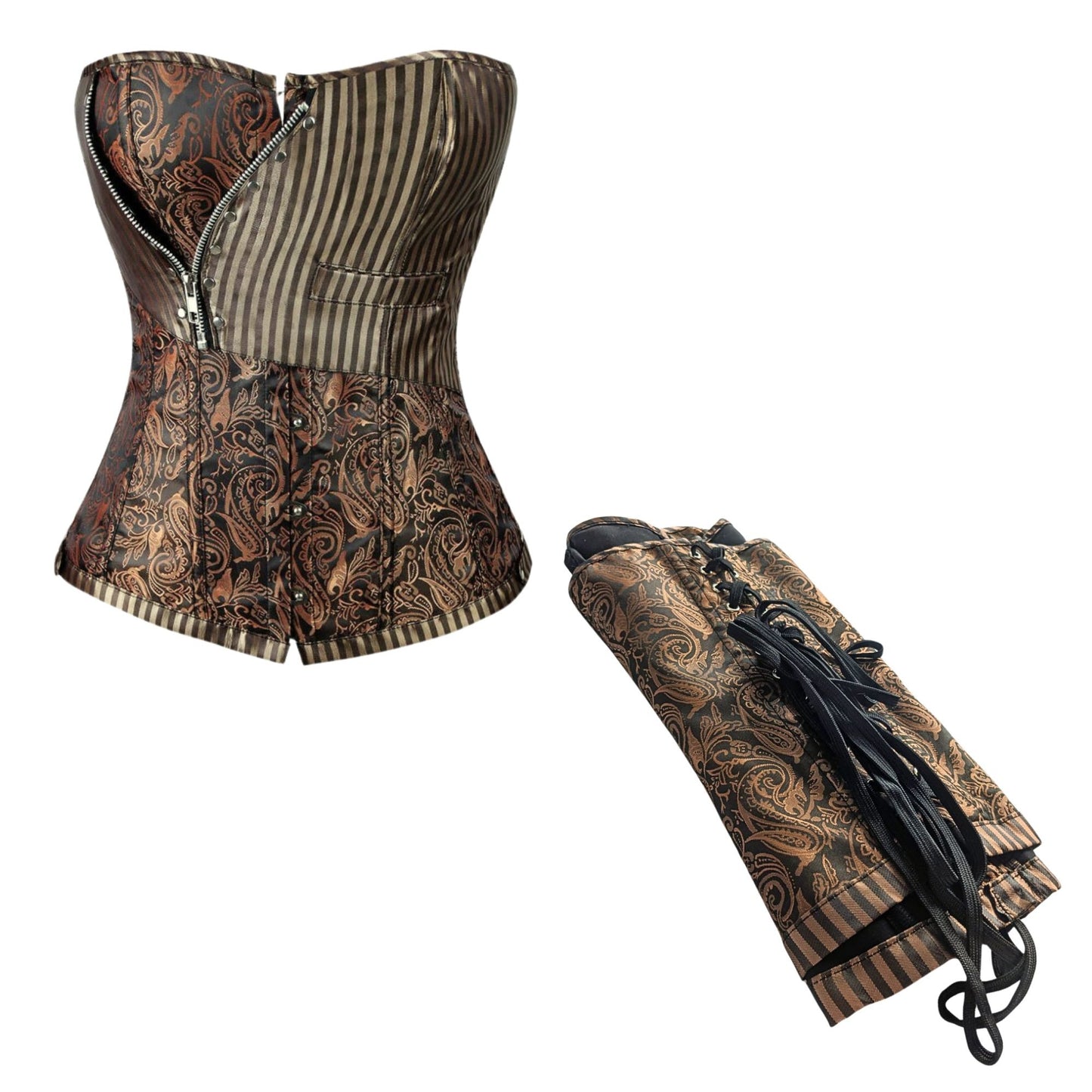 CHARMIAN COLLECTIONS Brown Steampunk Victorian Masquerade Costume Corset Size 2X