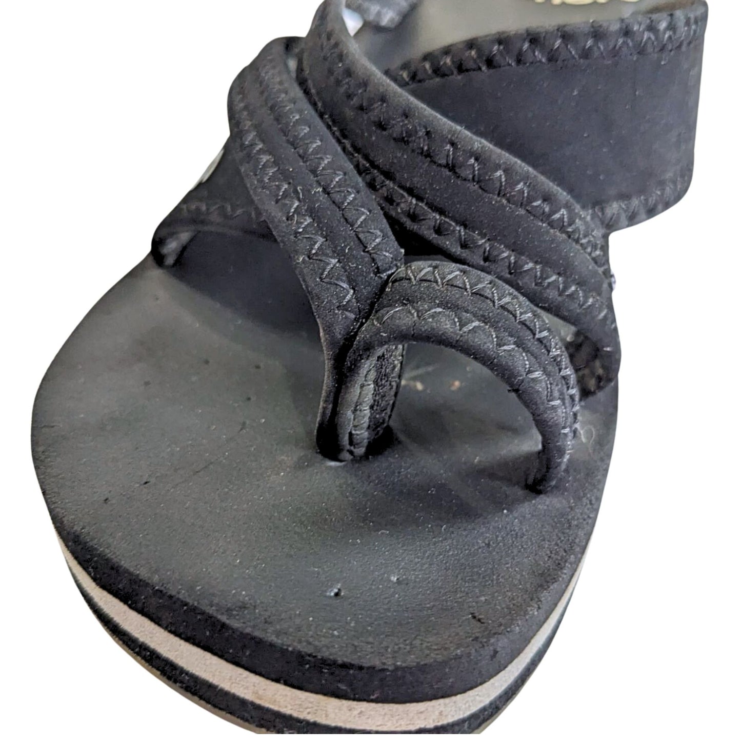 Vtg Y2K Somethin' Else from SKECHERS Black Cutout Neoprene Platform Sandals Sz 7