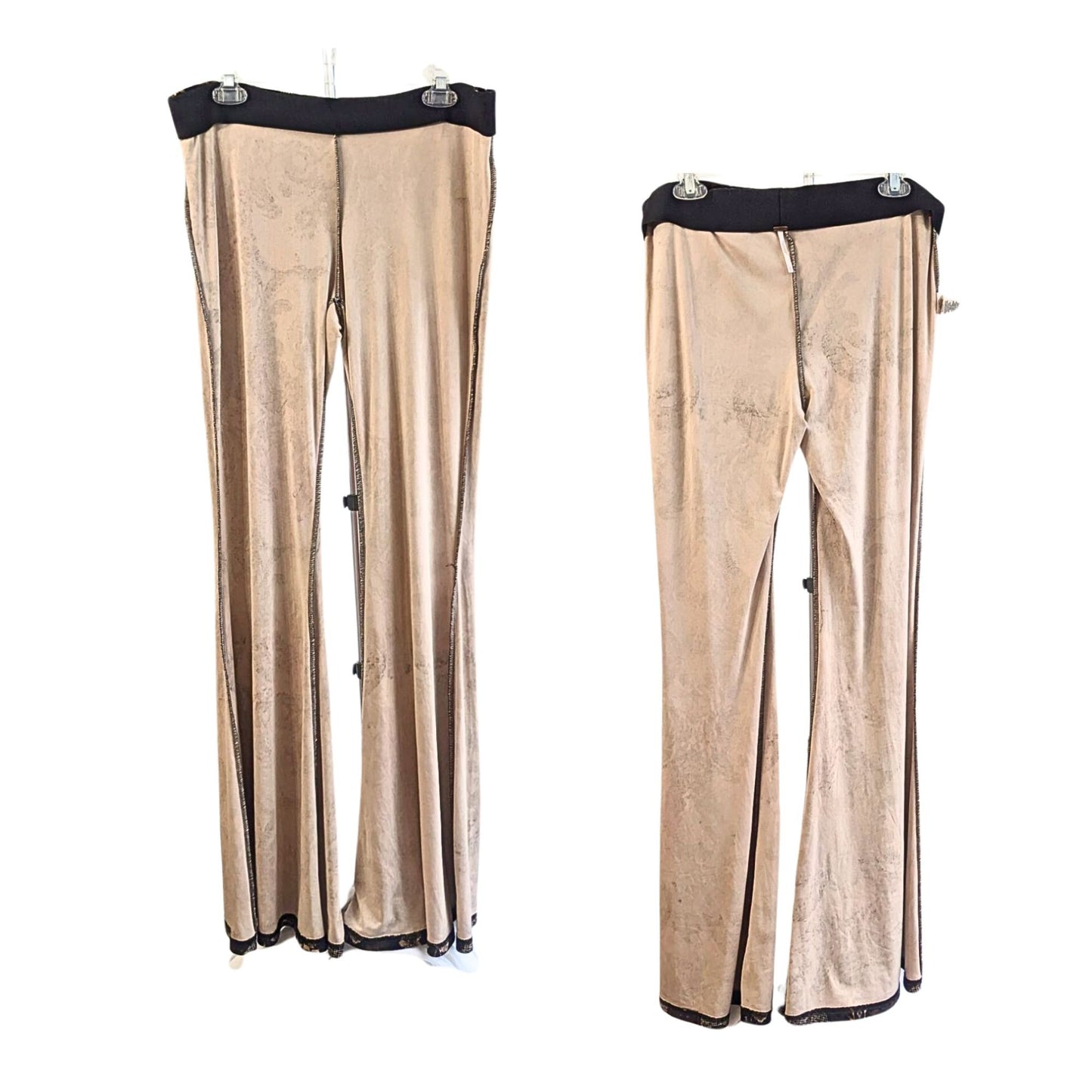 FREE PEOPLE Maura Hippie Rock Brown Paisley Printed Velvet Flare Pants Size L