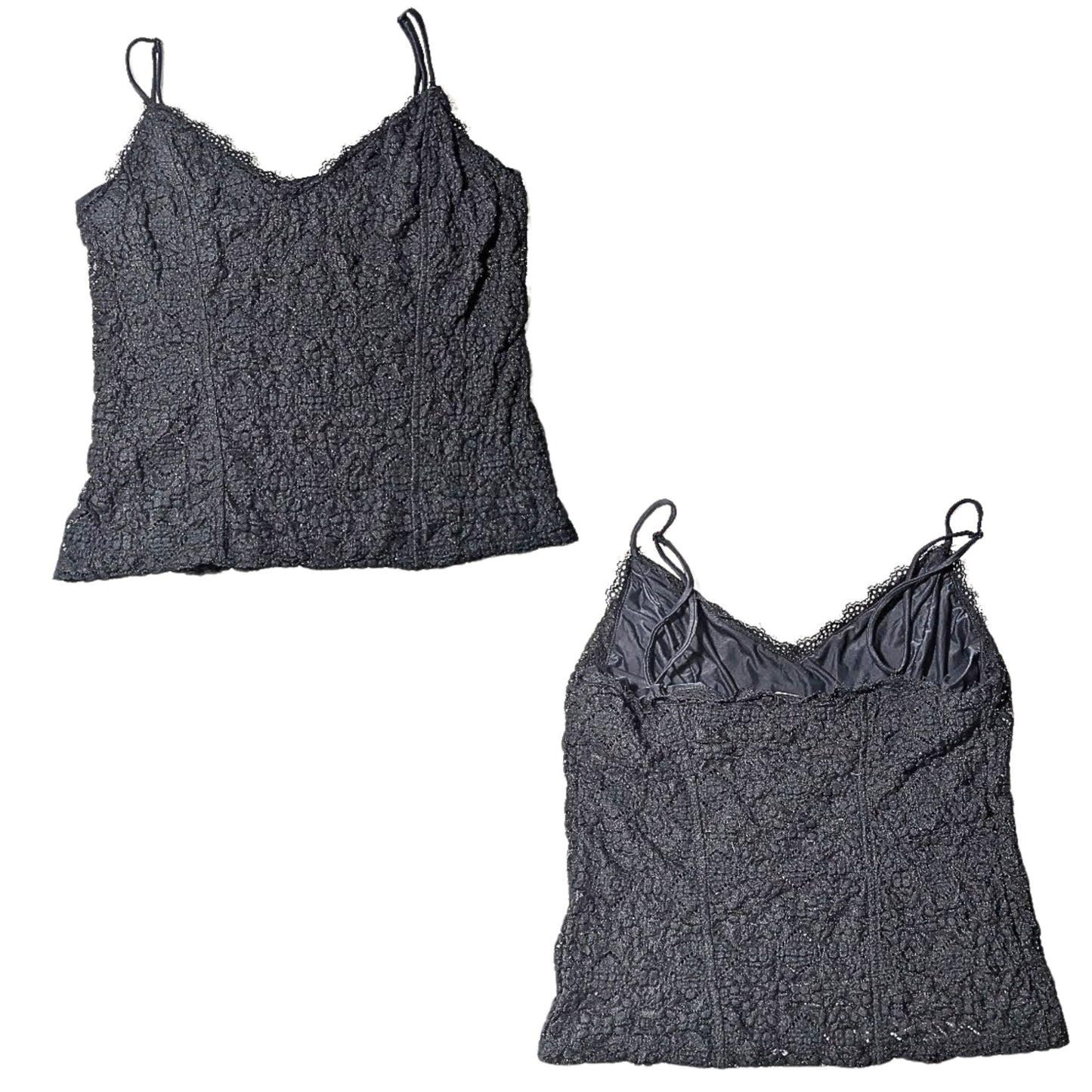 FREE PEOPLE iNTIMATELY Black Follow Me Lace Cami Black Negligee w/Shelf Bra Sz S
