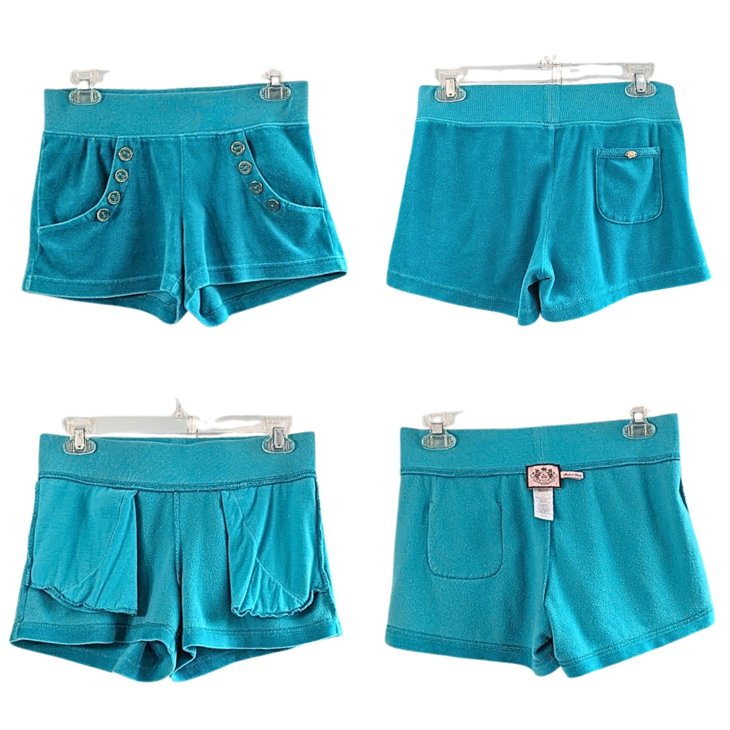 Vtg Y2k JUICY COUTURE 4pc Teal Gold Polly Pocket Velour Matching Shorts Set Sz S