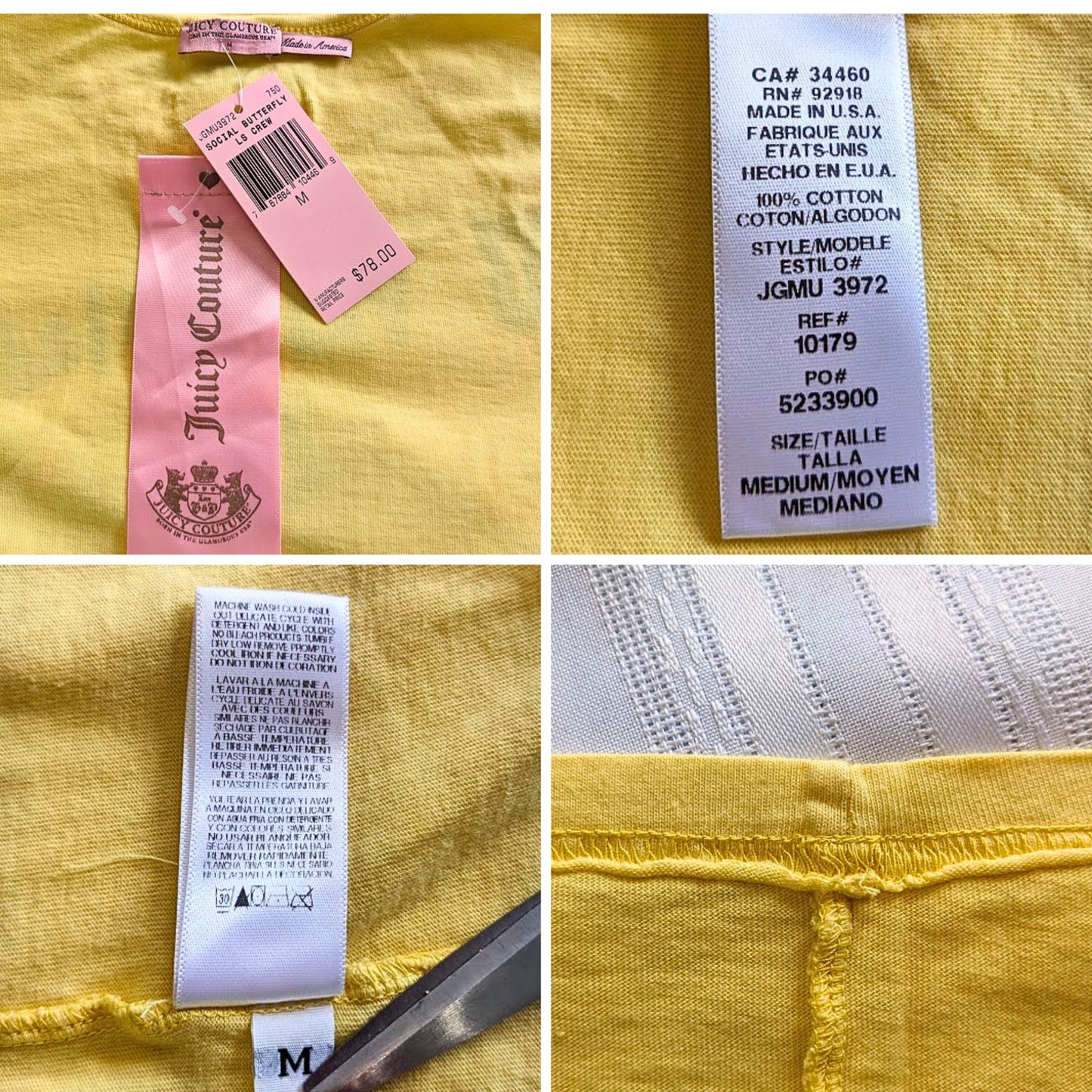 Vtg Y2K JUICY COUTURE 3-pc Kidcore Yellow Green Matching Outfit w/ Belt Bag Sz M
