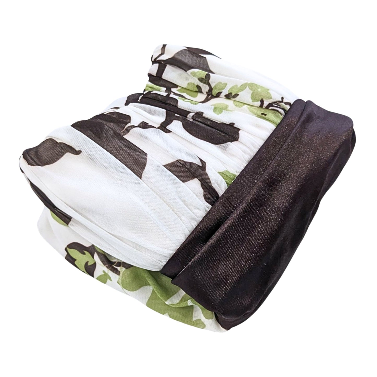 Vintage Y2K SPEECHLESS Leafy Green & Brown Ruched Mesh Overlay Mini Dress Size L