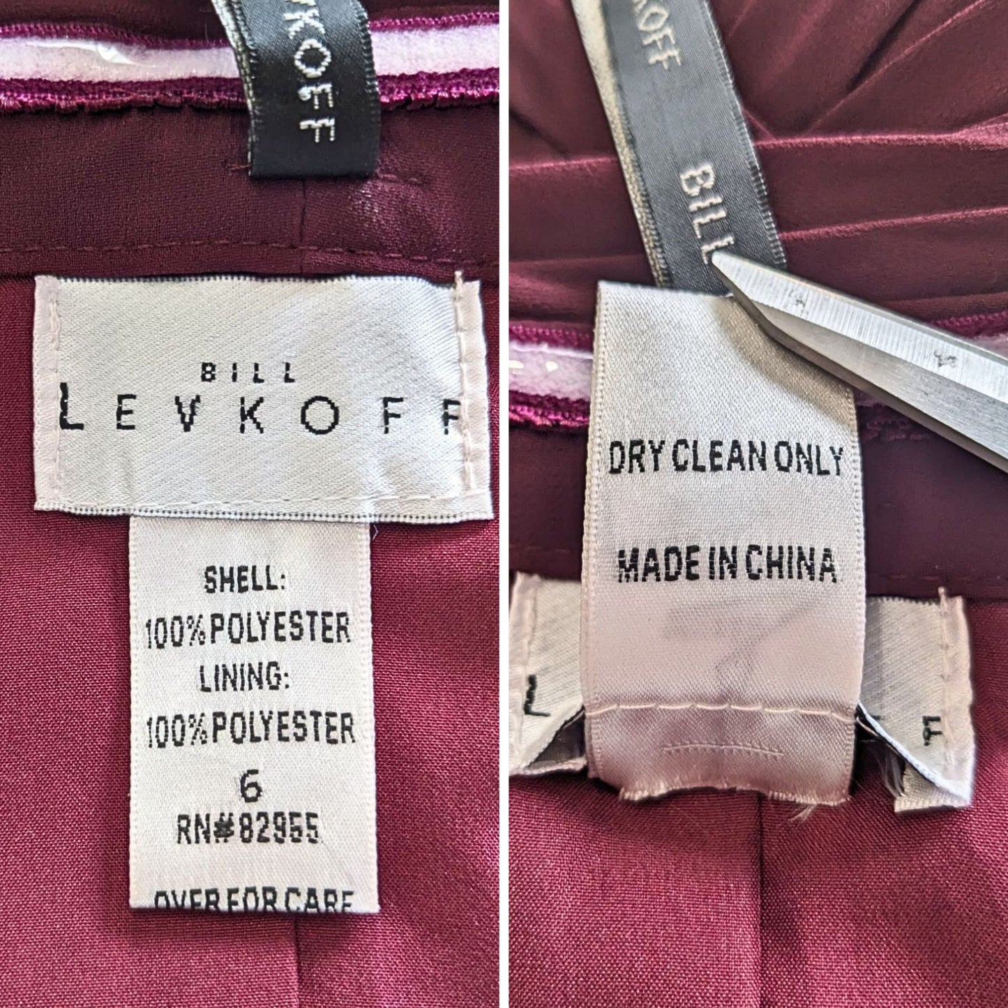 BILL LEVKOFF 778 Wine Strapless Sweetheart Bridesmaid Dress Size 6