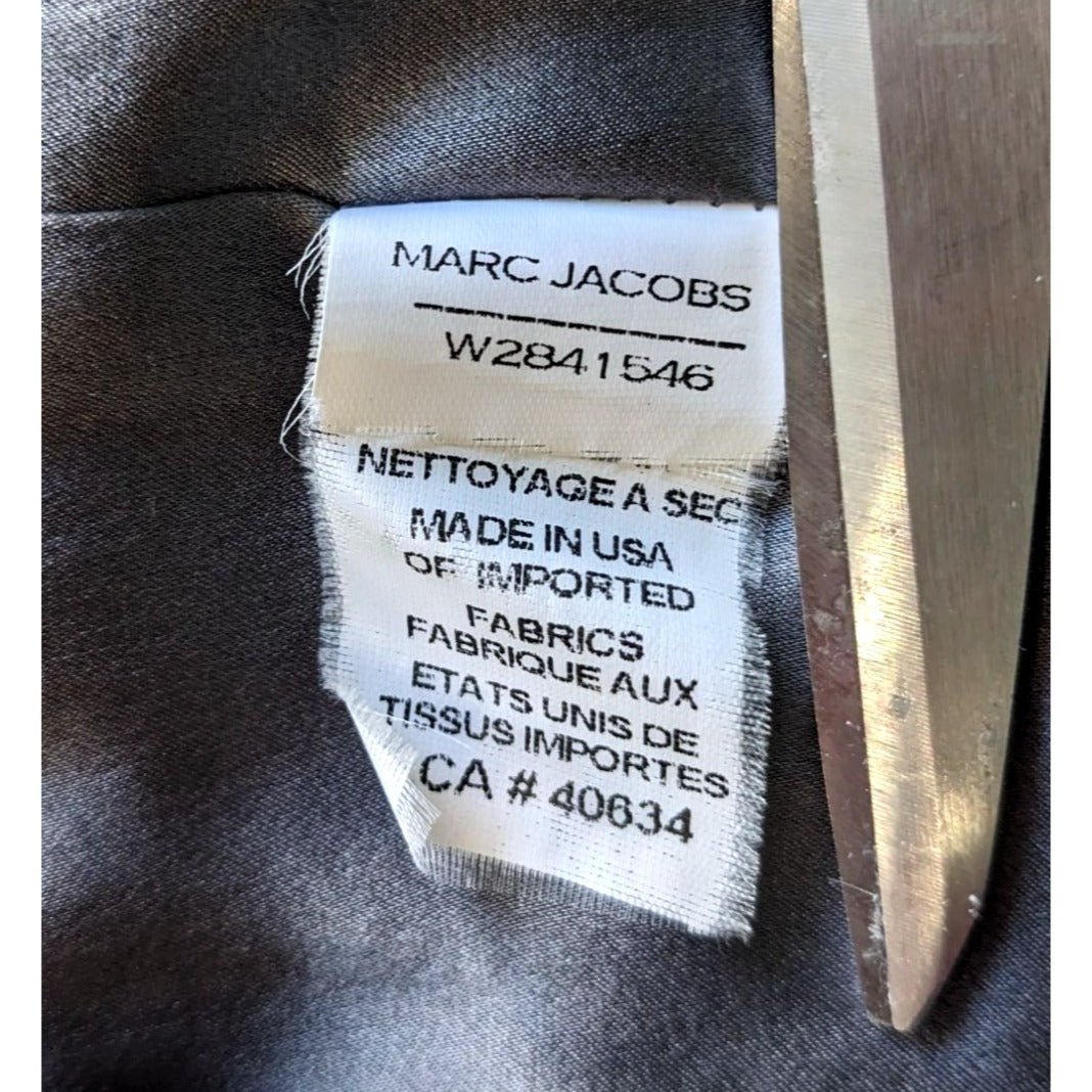 Vintage Y2K MARC JACOBS Wool-Nylon Gray Neck Tie Short Sleeve Shift Dress Size 2