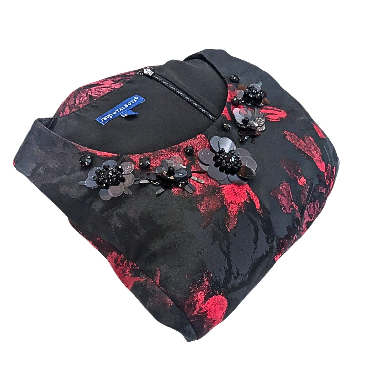 NWT RSVP BY TALBOTS Scarlet Red & Black Floral Jacquard Masquerade Gown Size 4