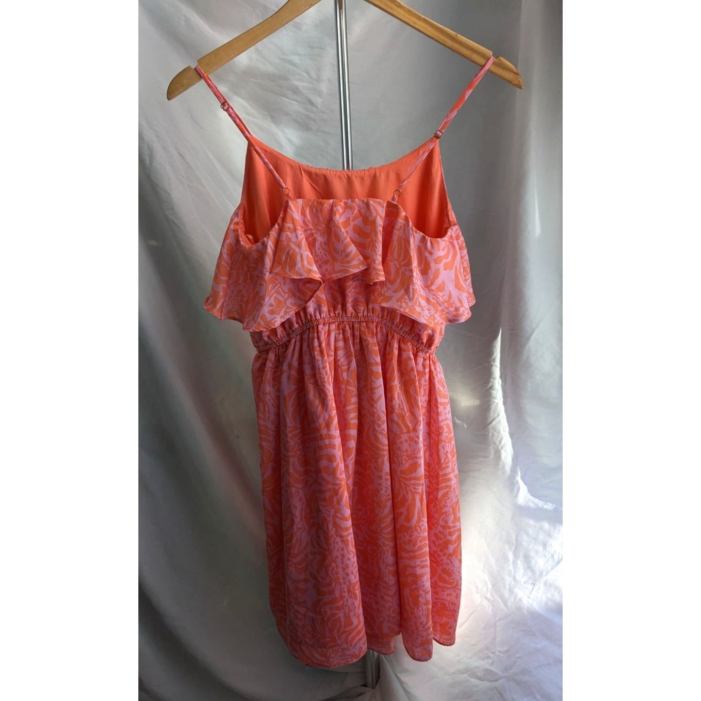 LILLY PULITZER for Target Coral Giraffing Me Crazy Satin Flounce SunDress Sz XS