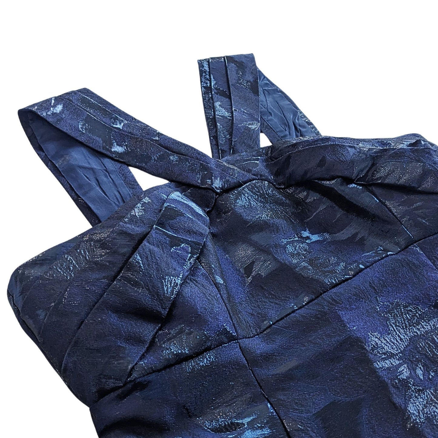 NWT BHLDN Aidan Mattox Midnight Blue Damask Godet Halter Luxe Mermaid Gown Sz 4