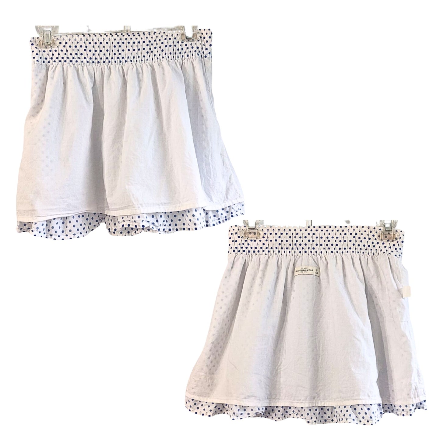 Vtg Y2K ABERCROMBIE & FITCH Cotton White Polka Dot Ruffle Tier Mini Skirt SzM