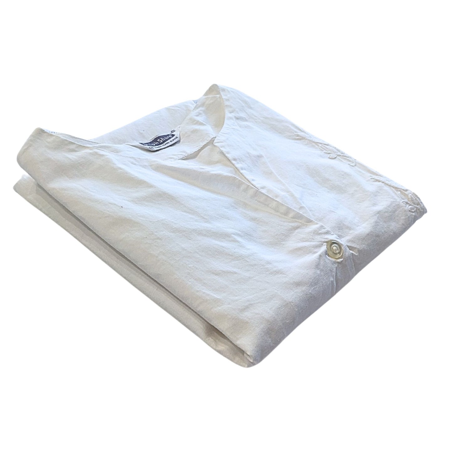 Vtg 60s SHIP 'N SHORE White Floral Embroidered SS Easy Care Blouse Size 42/1X/2X