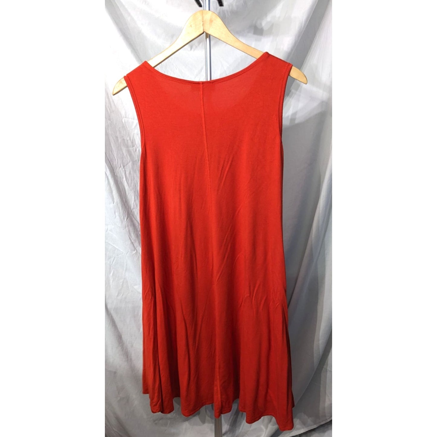 JOAN VASS Tomato Red Sleeveless Swing Tank A-line Mini Dress Tunic Size XS